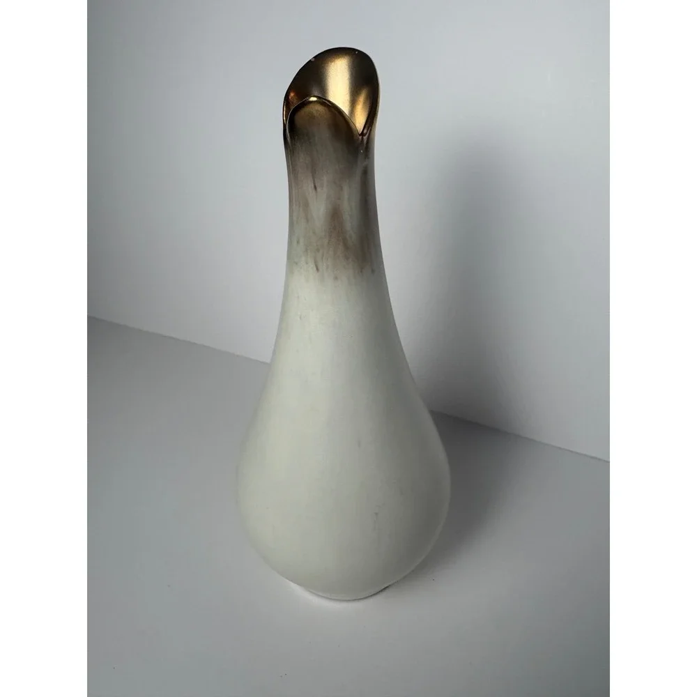 Carstens Tonnieshof West Germany Vase Mid Century Modern Gold Rim Vintage